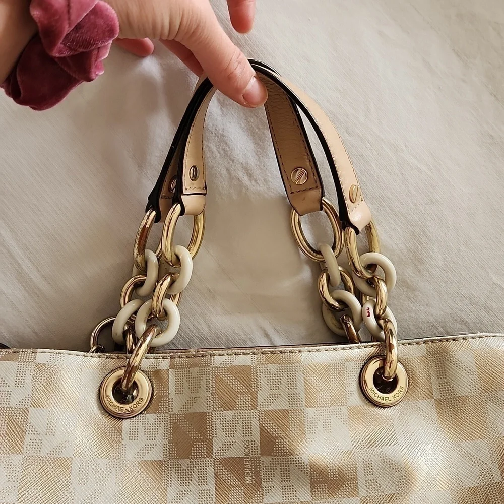MICHAEL Kors Cynthia Sachel Gold and Tan. MSRP 450